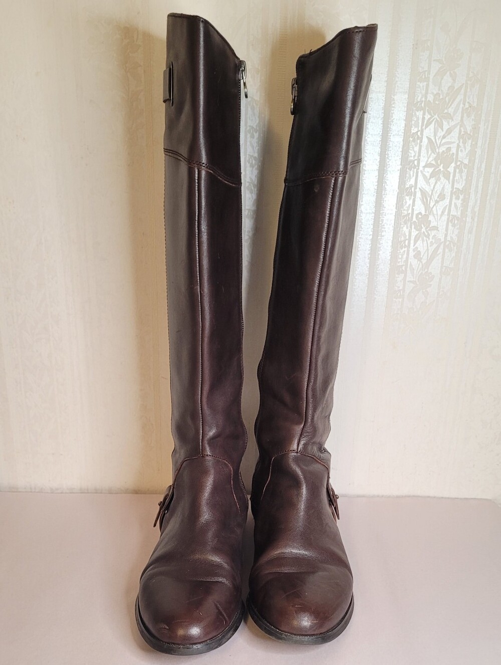 Etienne Aigner E-Gilbert Brown Leather Riding Boots Size 10 - Picture 3 of 12